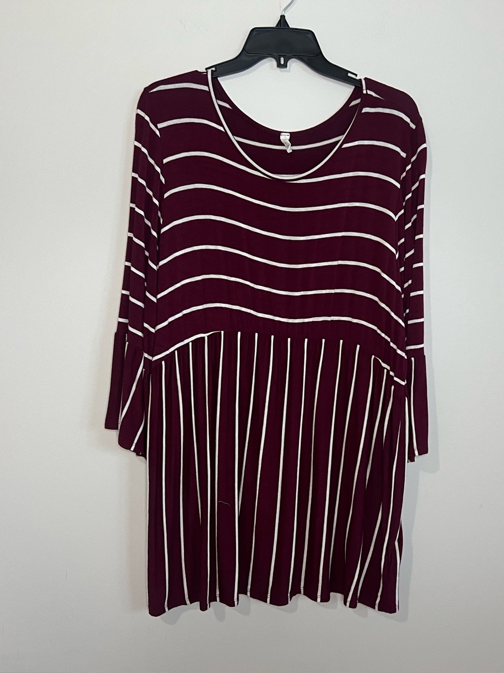 Pinkblush Burgundy and White Striped Scoop Neck Tunic